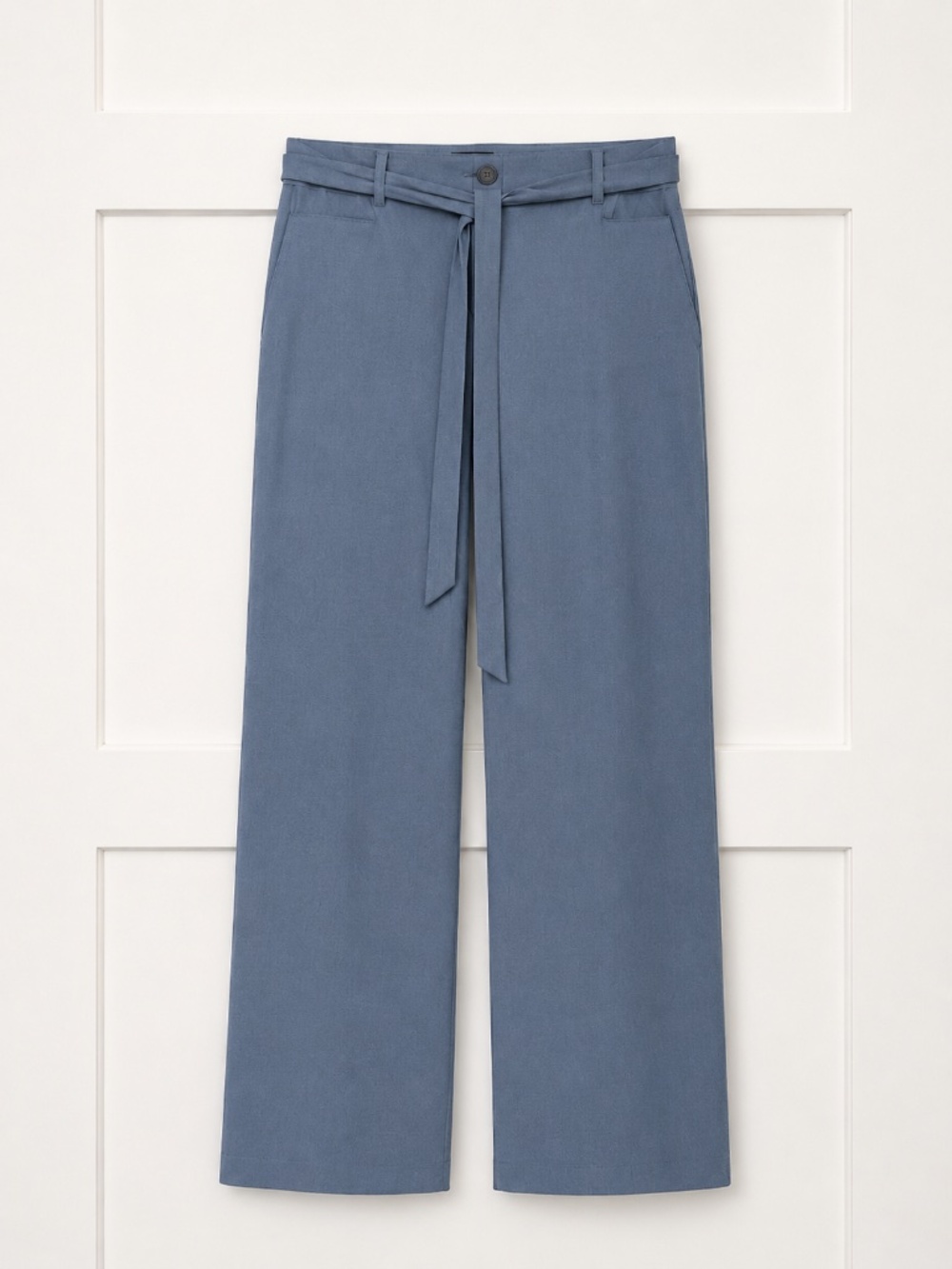 LOFT Belted Wide Leg Trouser Pants | Size 6 | Blue Gray - Picture 1 of 4